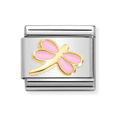 Classic Gold Pink Dragonfly Charm