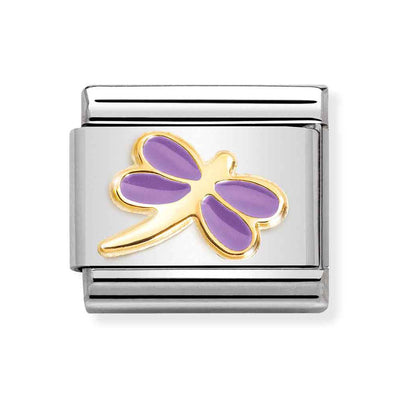 Classic Gold Purple Dragonfly Charm