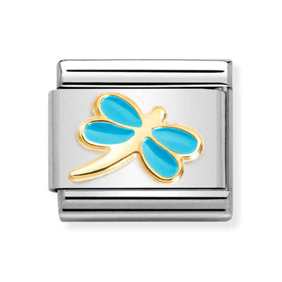 Classic Gold Blue Dragonfly Charm