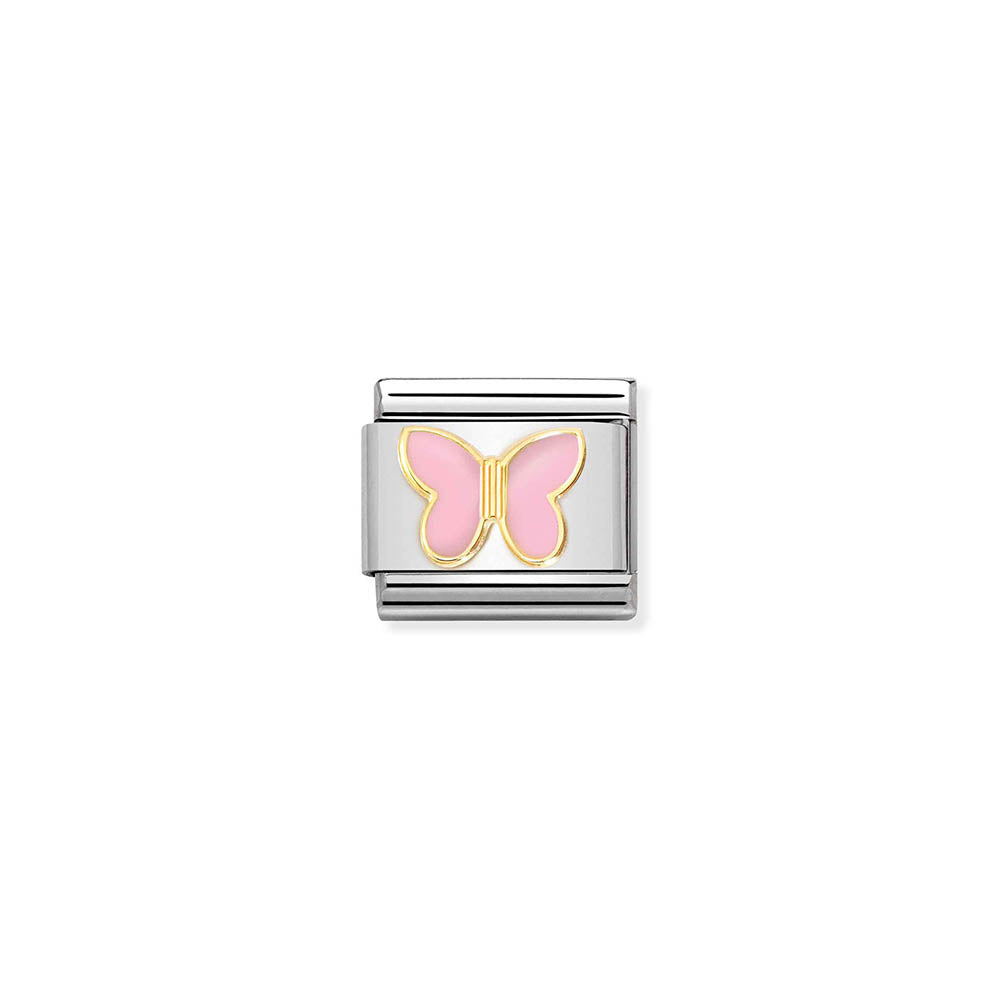 Classic Gold Pink Butterfly Charm