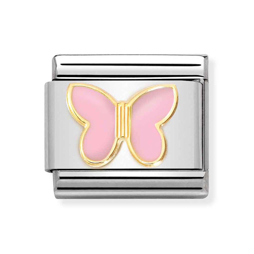 Classic Gold Pink Butterfly Charm