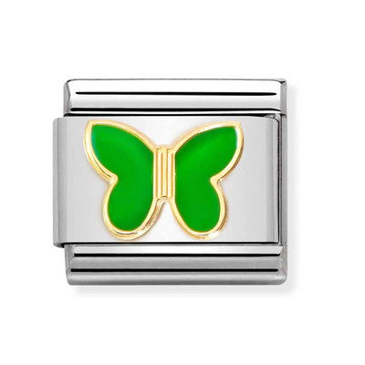 Classic Gold Green Butterfly Charm