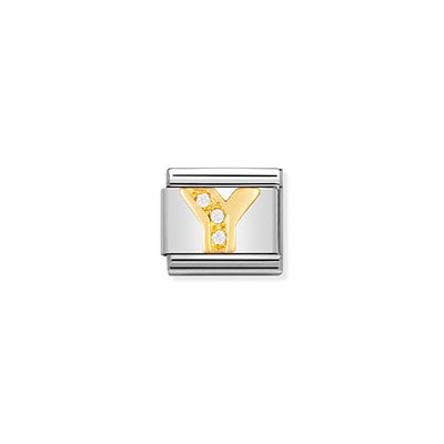Classic Gold CZ Letter Y Charm