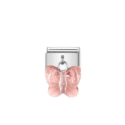 Silvershine Pink Butterfly Drop Charm