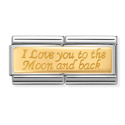 Classic Gold Double Length I Love you To The Moon & Back Charm
