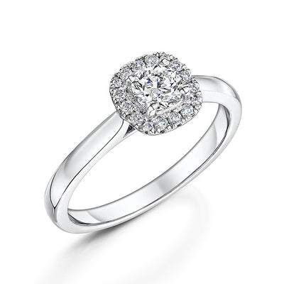 Platinum Set Halo Diamond Ring 0.62cts