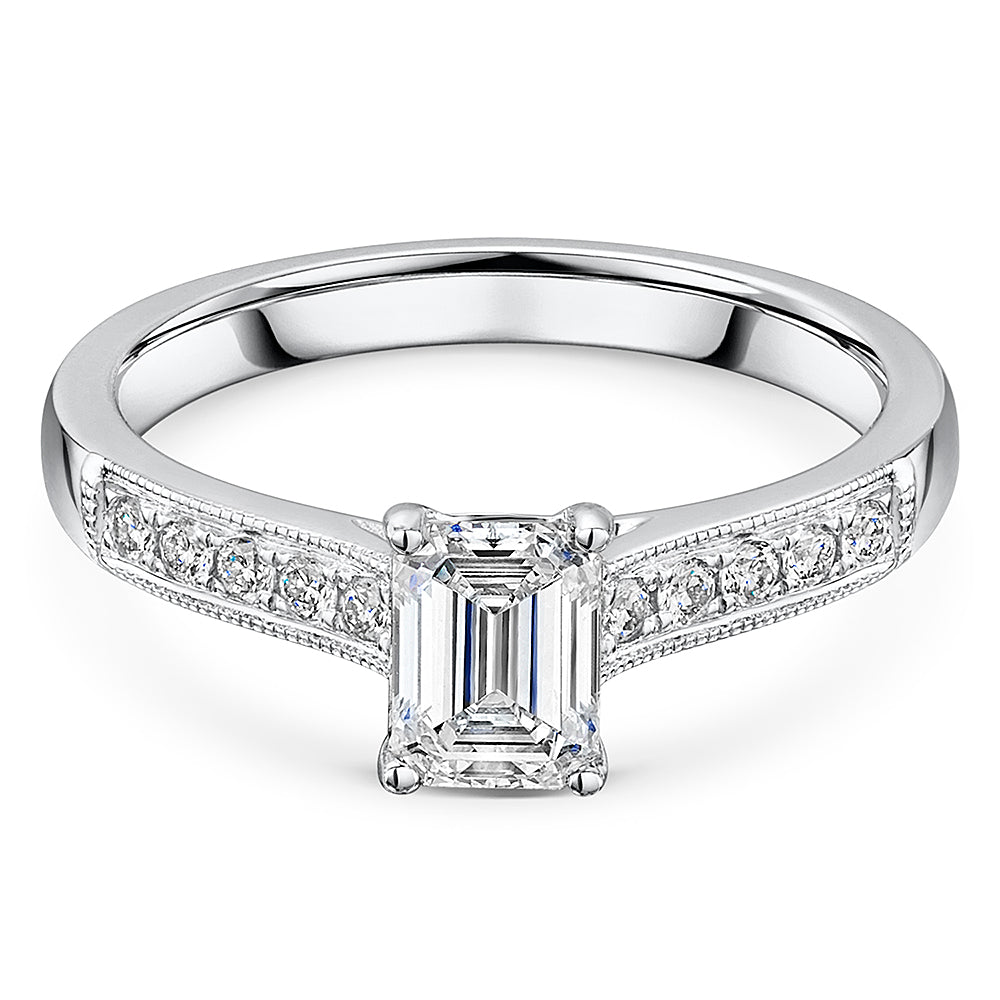 Platinum Emerald Cut Diamond solitaire 0.70cts