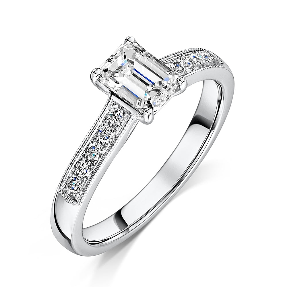 Platinum Emerald Cut Diamond solitaire 0.70cts