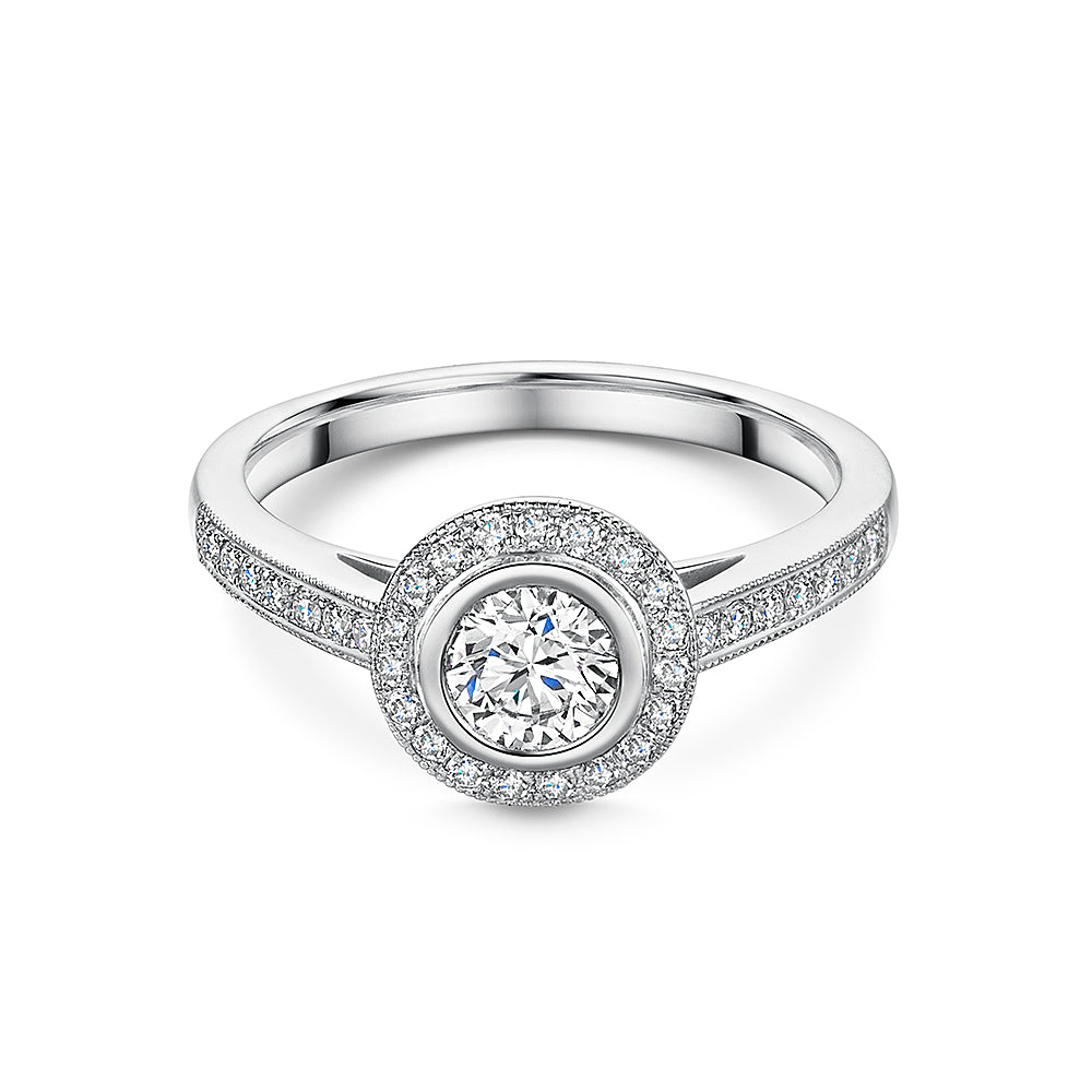 Platinum Halo Engagement Ring 0.90cts