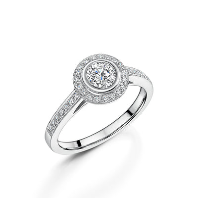 Platinum Halo Engagement Ring 0.90cts