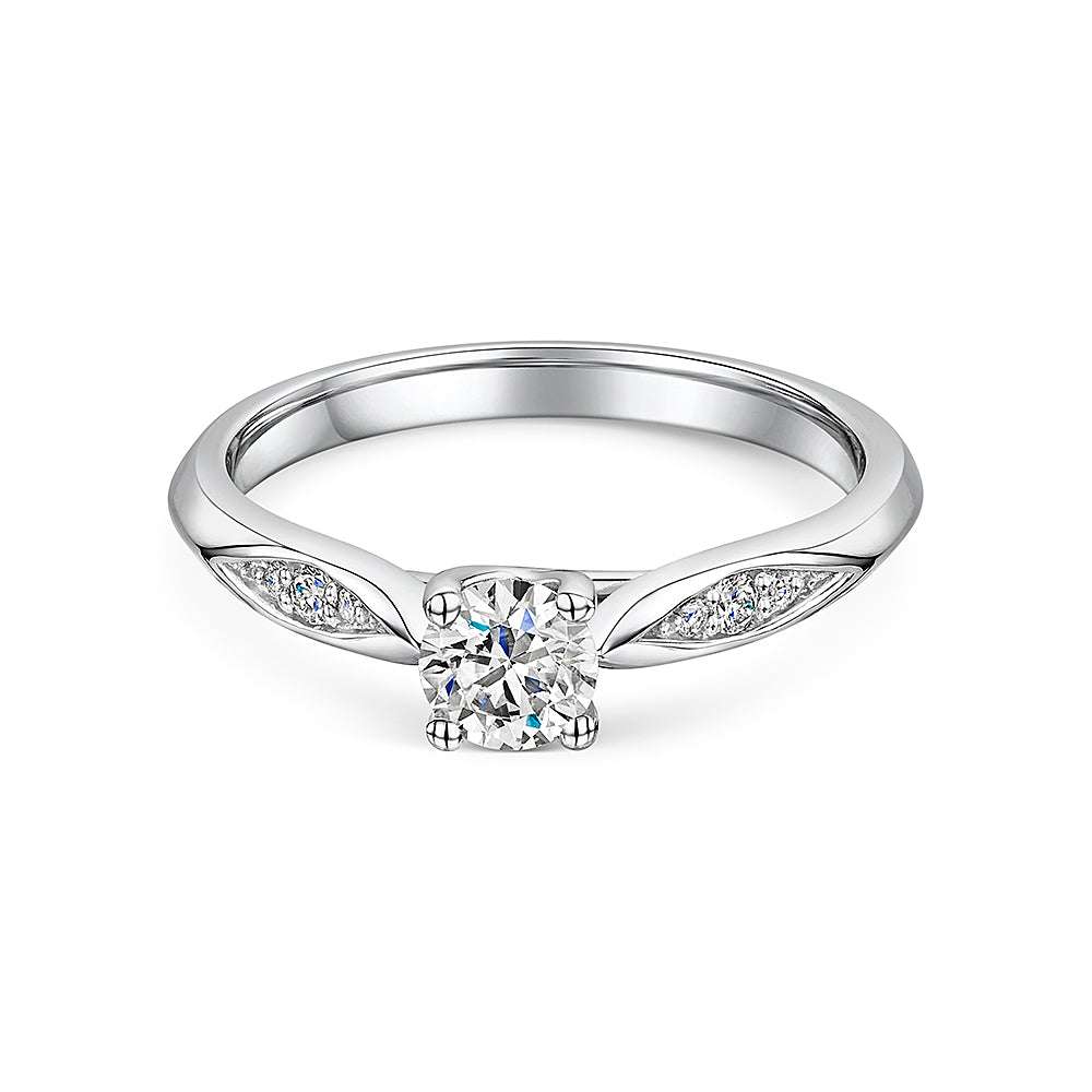 Diamond Solitaire With Marquise Style Shoulders 0.40cts