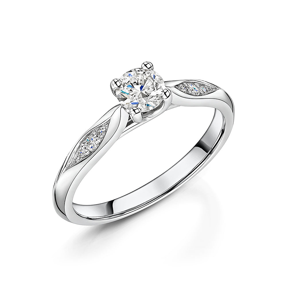 Diamond Solitaire With Marquise Style Shoulders 0.40cts