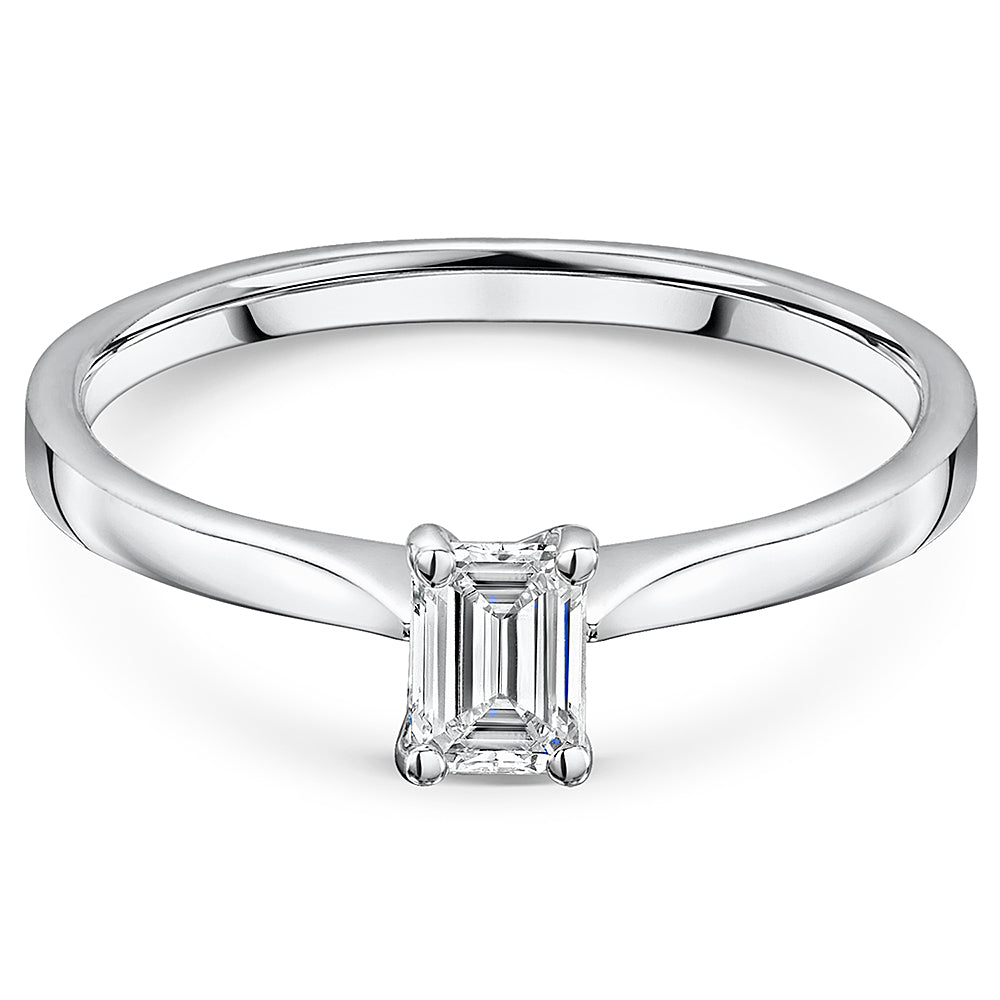 Emerald Cut Diamond Solitaire Engagement Ring 0.40cts