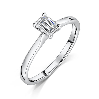 Emerald Cut Diamond Solitaire Engagement Ring 0.40cts