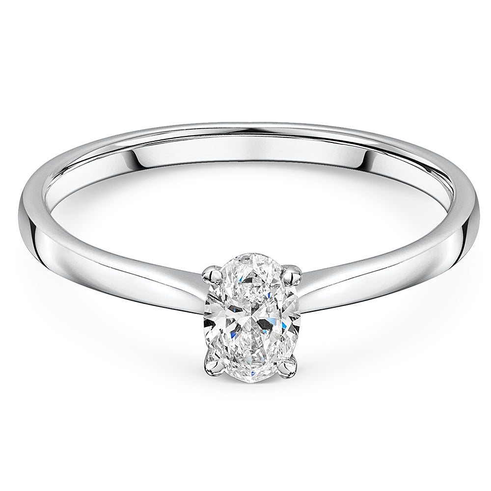 Oval Cut Diamond Solitaire Engagement Ring 0.41cts