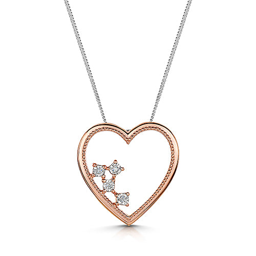 Rose & White Gold Heart Shape Diamond Pendant