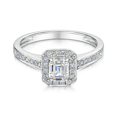 Emerald cut 0.50ct diamond engagement ring