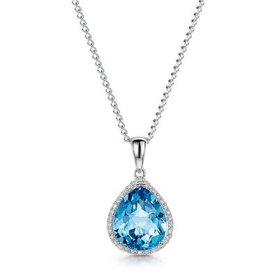 Sky Blue Topaz Pendant & Chain