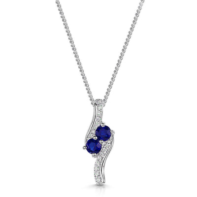 18ct Sapphire & Diamond Twist Pendant & Chain