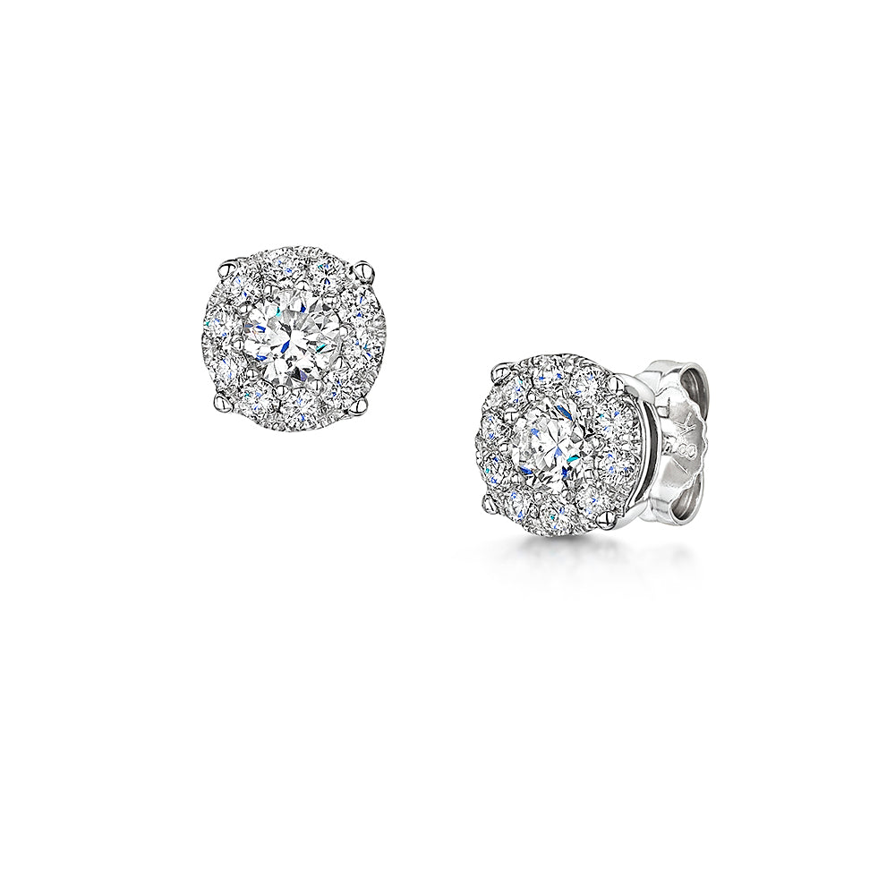 Brilliant Cut Diamond Cluster Earrings 0.75cts