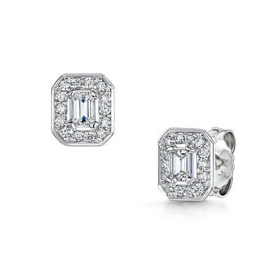 Emerald Cut Diamond Earrings 0.35cts