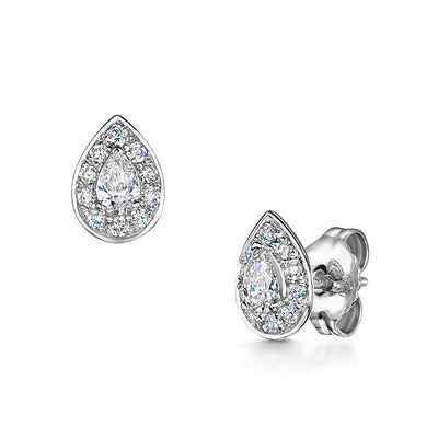 Pair of rub over diamond studs 0.35cts