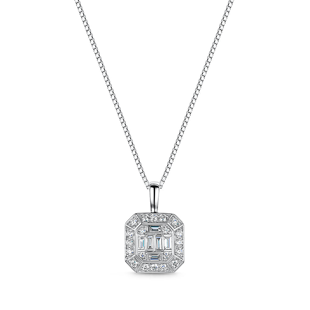 Diamond Cluster Pendant & Chain 0.37cts