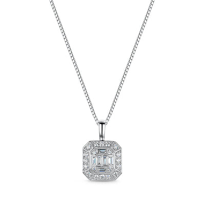 Diamond Cluster Pendant & Chain 0.37cts