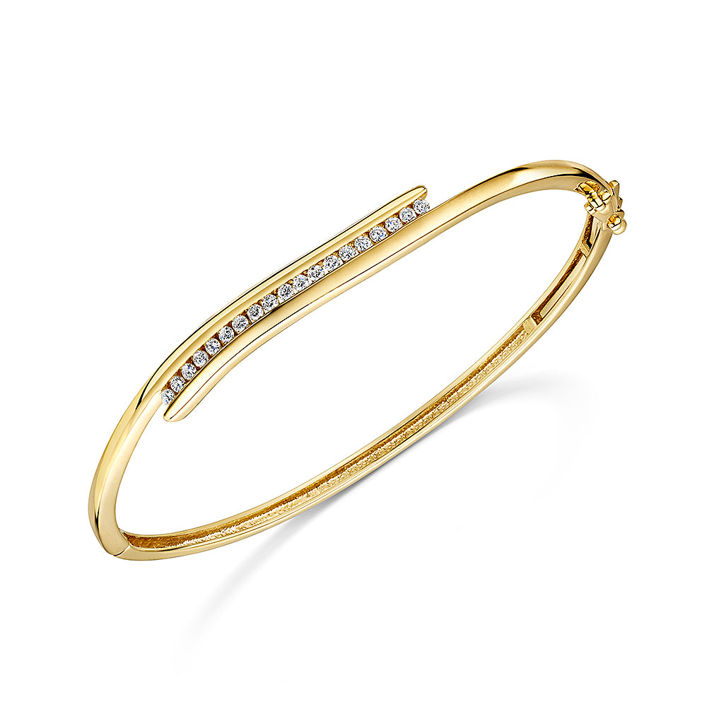 Yellow Gold Swirl Diamond Bangle 0.33cts 