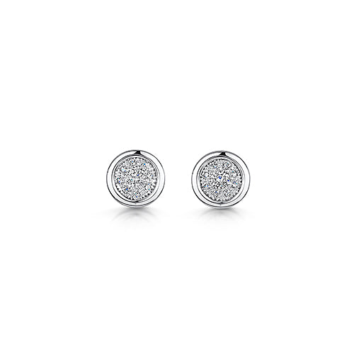 Rub Over Set Diamond Stud Earrings