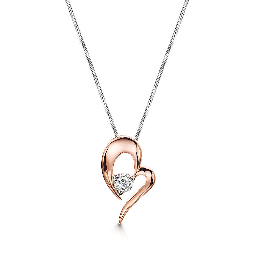 Rose Gold Heart Shape Diamond Pendant