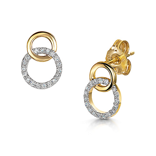 Yellow & White Gold Diamond Earrings