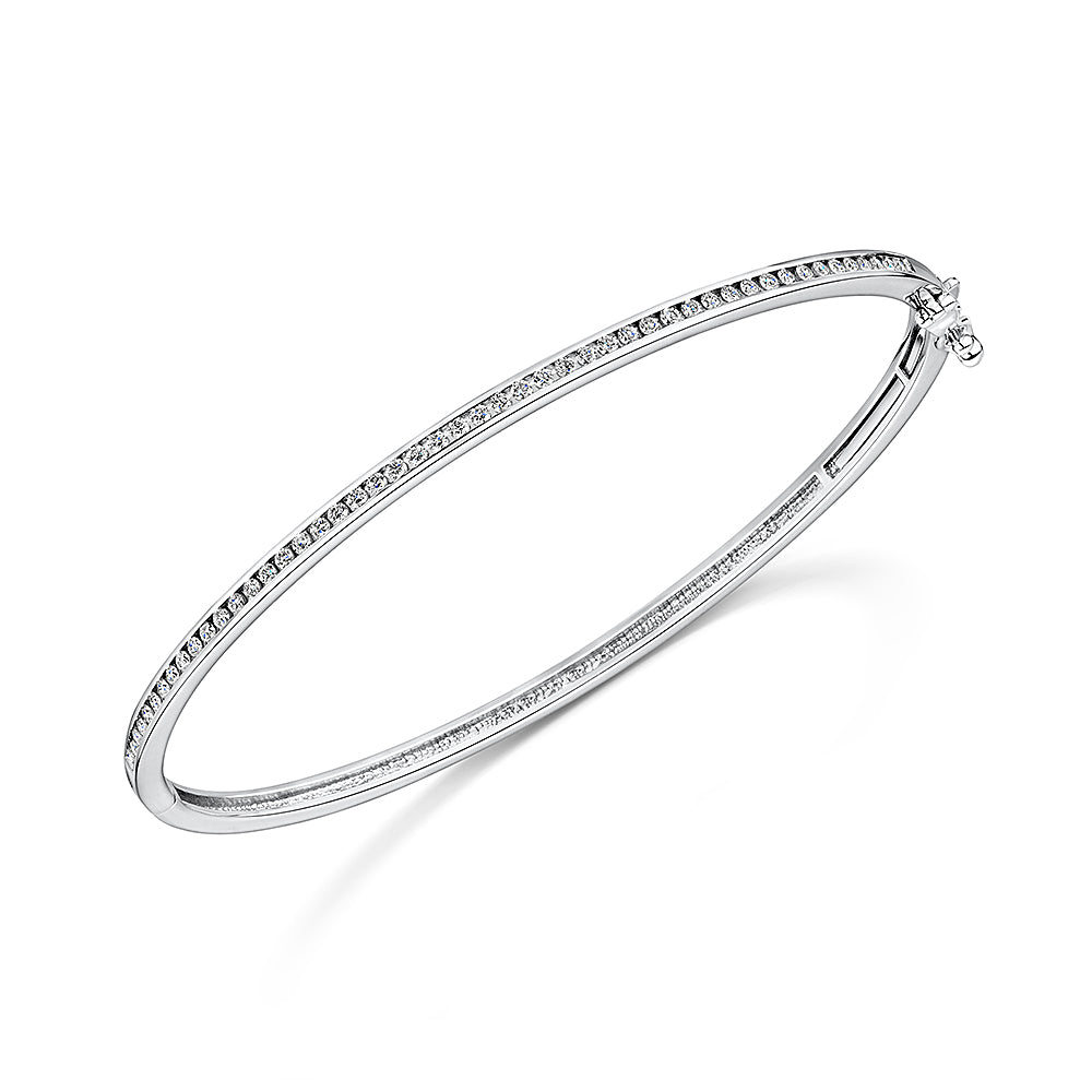 Channel Set White Gold Diamond Bangle 0.50cts