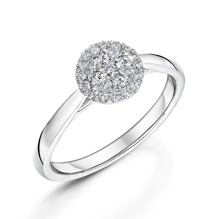 9ct White Gold Brilliant Cut Diamond Engagement Ring
