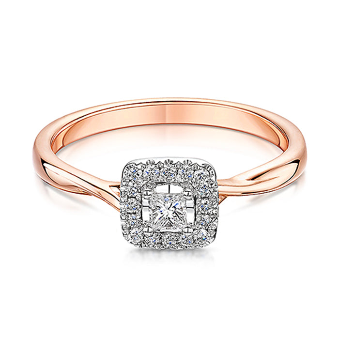 Rose Gold Halo Style Diamond Ring 0.20cts