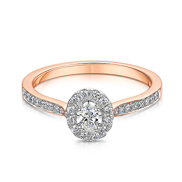 Rose Gold Diamond Halo Style Ring 0.30cts
