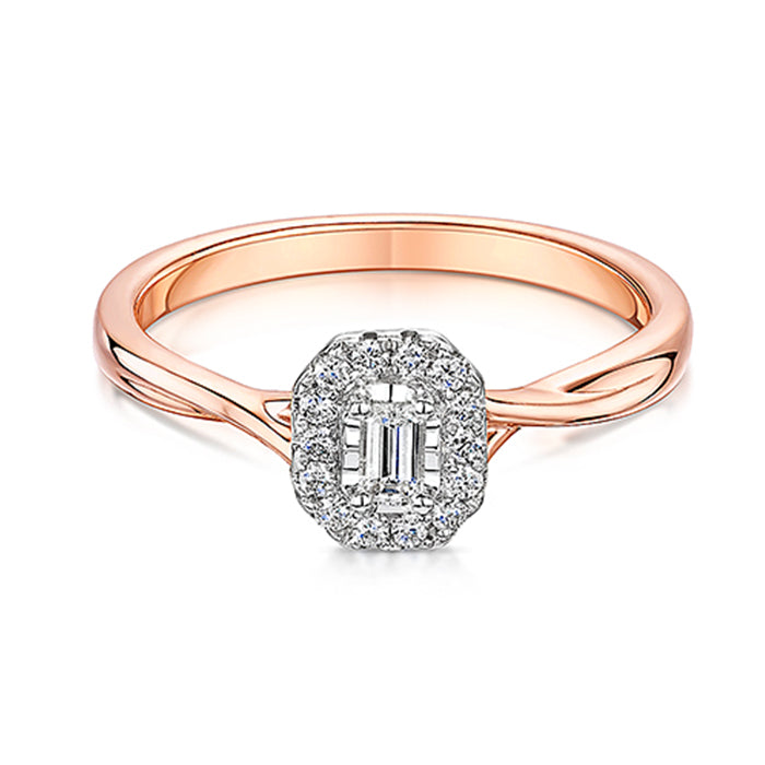 Elegant Rose Gold Diamond Cluster Ring 0.20cts