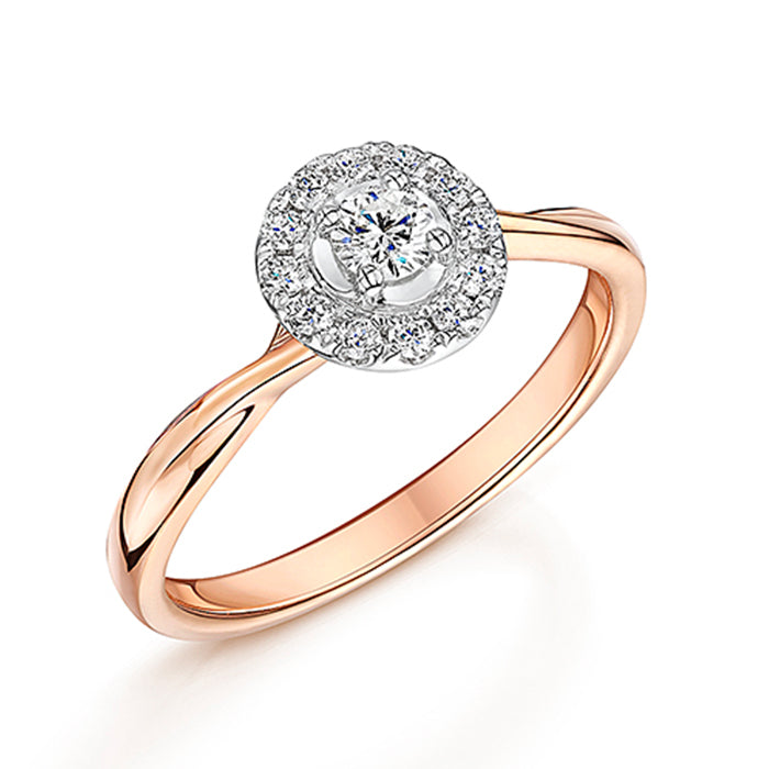 Rose Gold Halo Style Diamond Ring 0.30cts