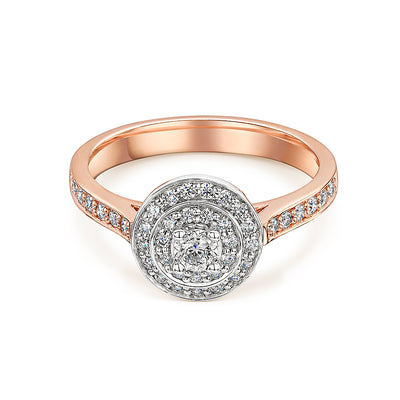 Two Tier Rose Gold Brilliant Cut Diamond Ring 0.36cts