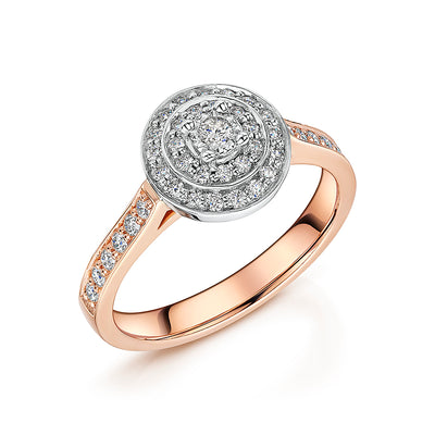 Two Tier Rose Gold Brilliant Cut Diamond Ring 0.36cts