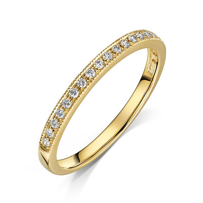 9ct Yellow Gold Grain Set Diamond Eternity Ring 0.15cts