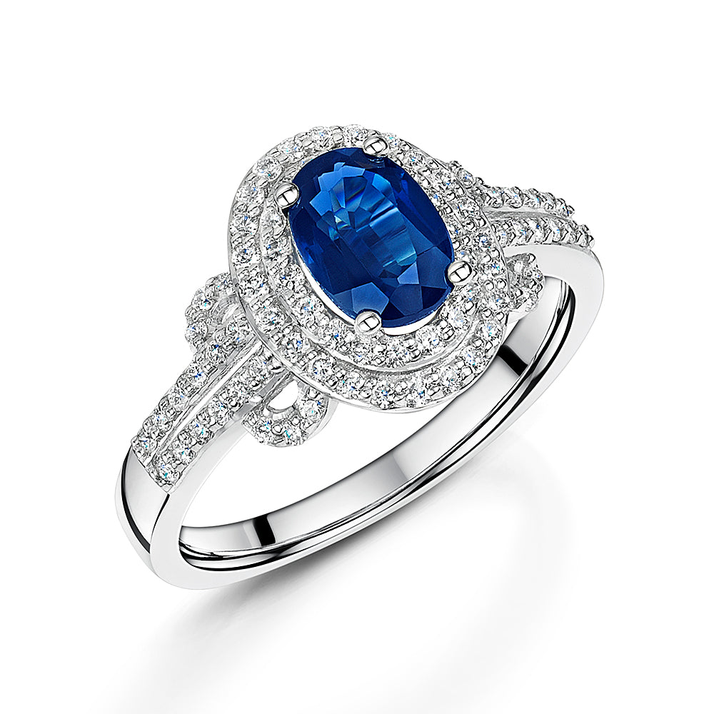 Modern Style Sapphire & Diamond Cluster Ring