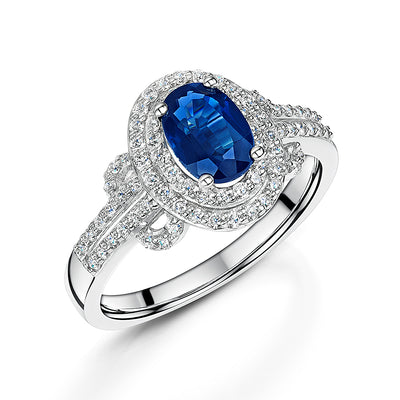 Modern Style Sapphire & Diamond Cluster Ring