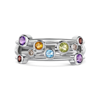 9ct White Gold Multi Stone Ring