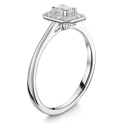 9ct White Gold Emerald Cut Cluster Ring 0.35cts