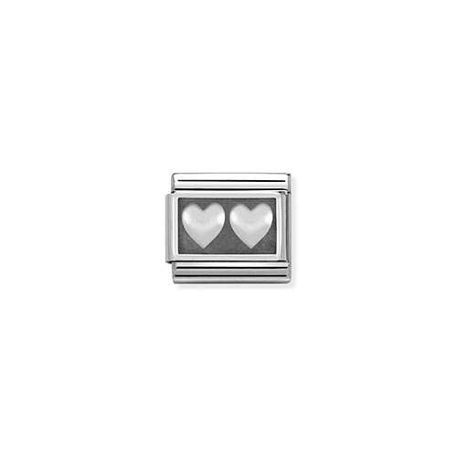 Silvershine Framed Double Heart Charm