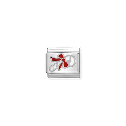 Silvershine Red Enamel Candy Cane Charm