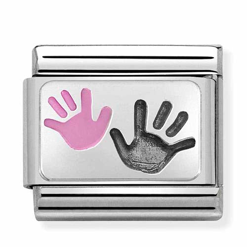 Silvershine Pink Parent & Childs Hand Charm