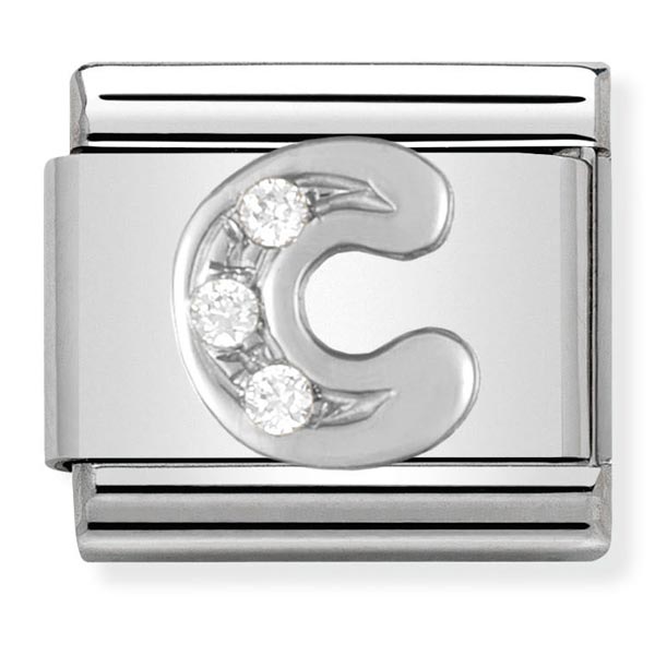 Silvershine cz Letter C Charm