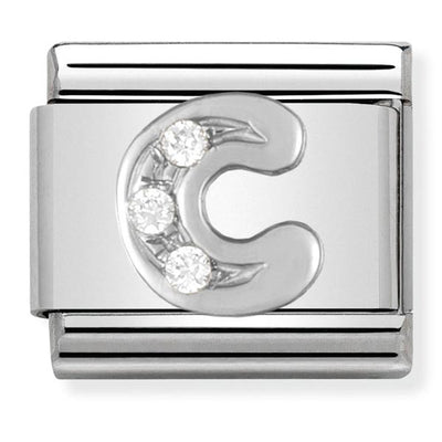 Silvershine cz Letter C Charm